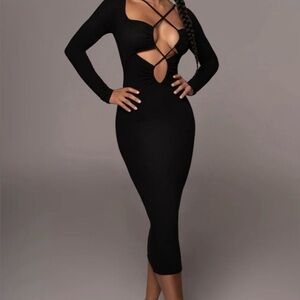 JLUXLABEL Elegant Black Long Sleeve Dress